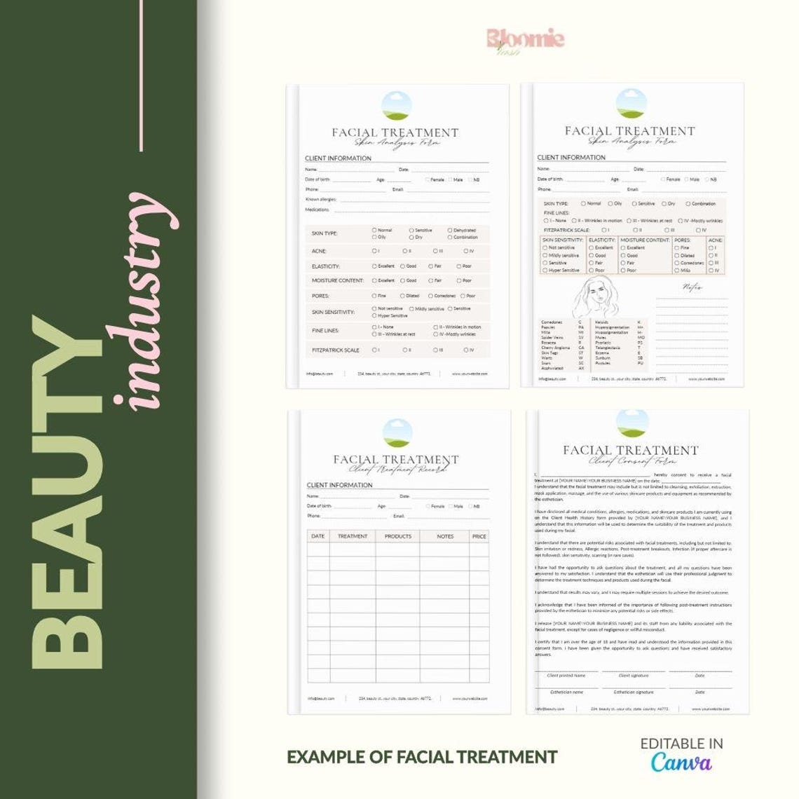 Beauty Salon Forms Bundle: Aftercare Cards, Client Forms (canva ...