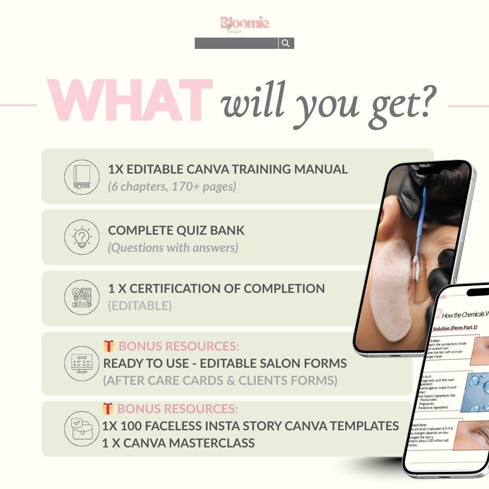 Lash Training Manual Template | Korean Lash Lift Course | Editable on ...