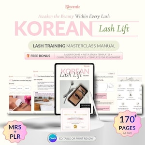 Lash Training Manual Template | Korean Lash Lift Course | Editable on Canva | Resellable