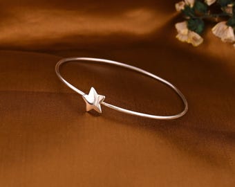 Sterling Silver Star Bangle | Handmade Minimalist Jewelry