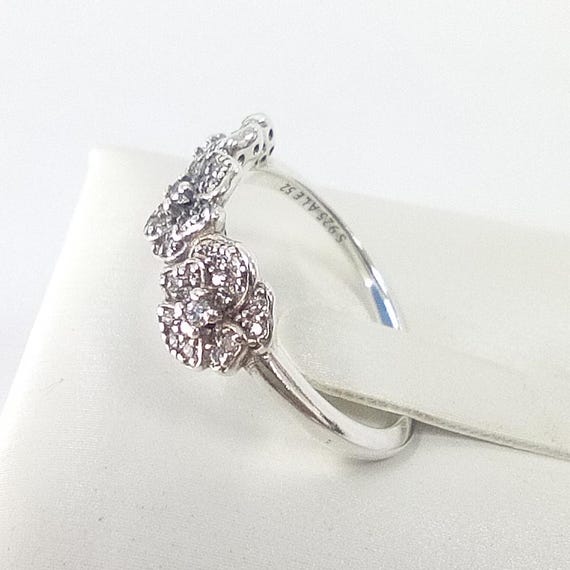 Ale S925 Silver Pandora Triple Pansy Flower Ring With Gift bag