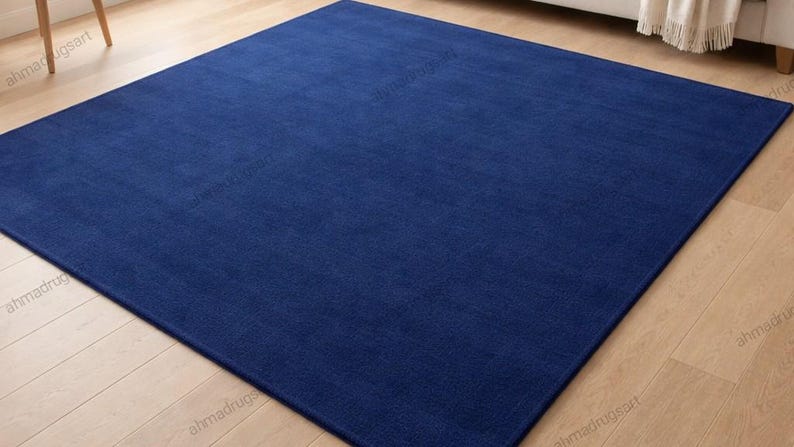 Navy Blue Solid Area Rug – Modern Minimalist Living Room Carpet – Soft ...