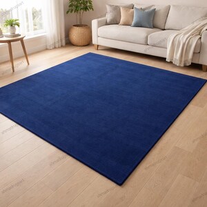 Navy Blue Solid Area Rug – Modern Minimalist Living Room Carpet – Soft ...