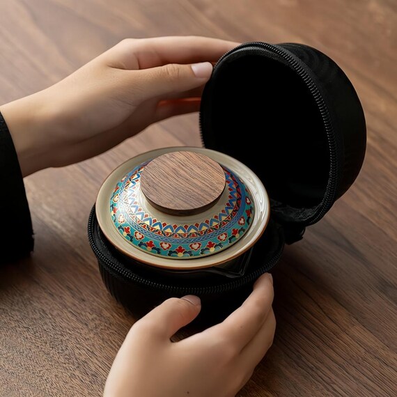 敦煌の絵が描かれた携帯用茶器、旅行用茶器セット - Etsy 日本