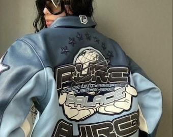 Avirex Pure Palace Maß Lederjacke Echtes Rindsleder Material Vorderseite Rückseite Stickerei Streetwear Bomber Fashion Jacke Geschenk