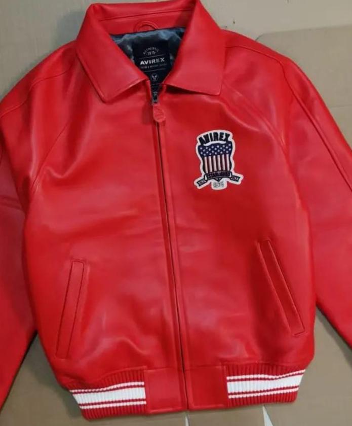 アビレックス USA製 レッドレザージャケット メンズ ボンバースタイル