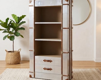 Aviator bokhylla, handslagen aluminium, hylla för hemmakontor