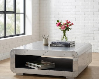 Handmade Aluminum Aviator Coffee Table – Riveted Industrial Living Room Furniture