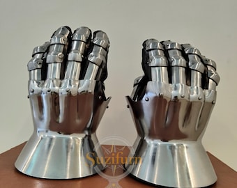 Guanto da cavaliere medievale in acciaio calibro 18, costume per LARP e cosplay