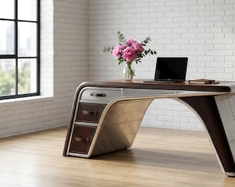 Aviator Wing Desk Vintage Aviation Furniture Retro Executive Desk