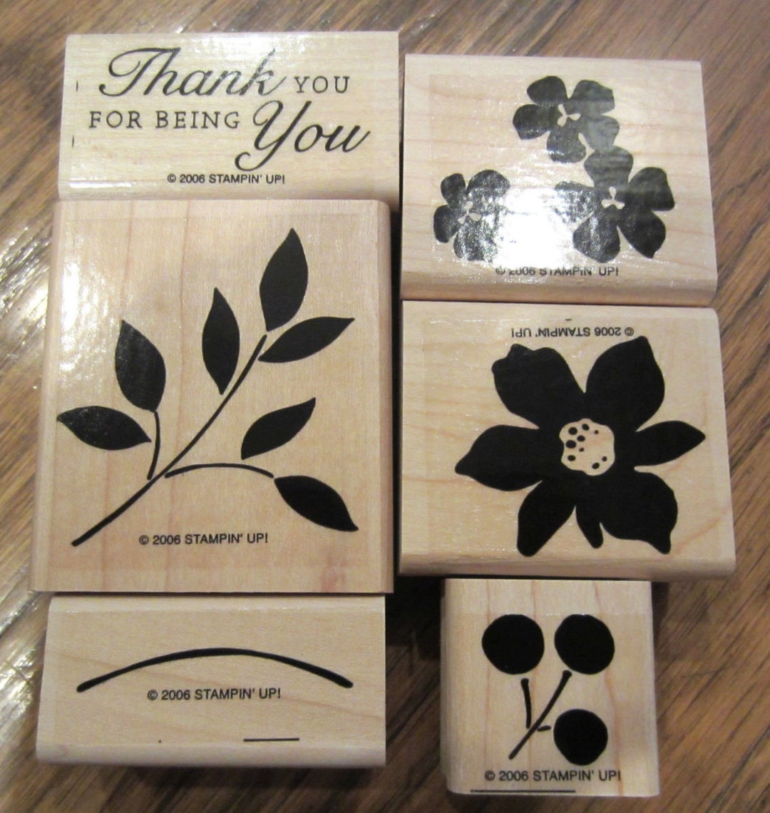 Stampin up Best Blossoms 2006 Set of 6 Garden Botanical Rubber Stamp