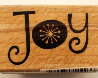 Joy Words Writing Hampton Art Studio G Wooden Rubber Stamp