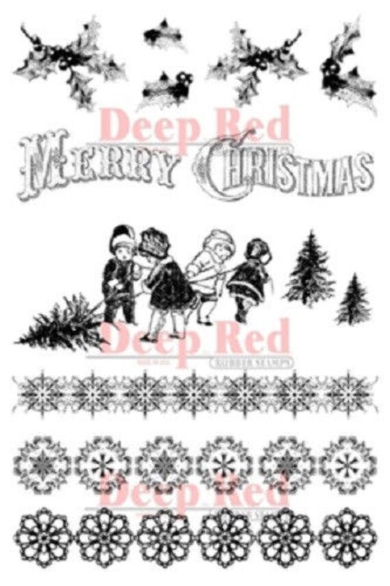 Deep Red Rubber Cling Stamp Rules of the Inn from 1786