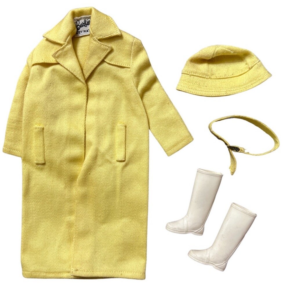 Vintage Barbie Doll Mattel Original Stormy Weather Yellow Raincoat Hat and Boots Etsy Canada