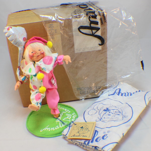 Vintage Logo Annalee Doll Society 1990 Clown w/ balloon #9648 Original Box
