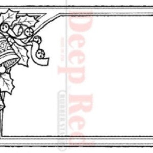 Deep Red Rubber Cling Stamp Jingle Bells Holiday Gift Tag
