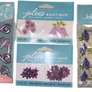 Jolee's Boutique Card Making Lot Scrapbook/Card Purple Garden Floral Lot Swirls