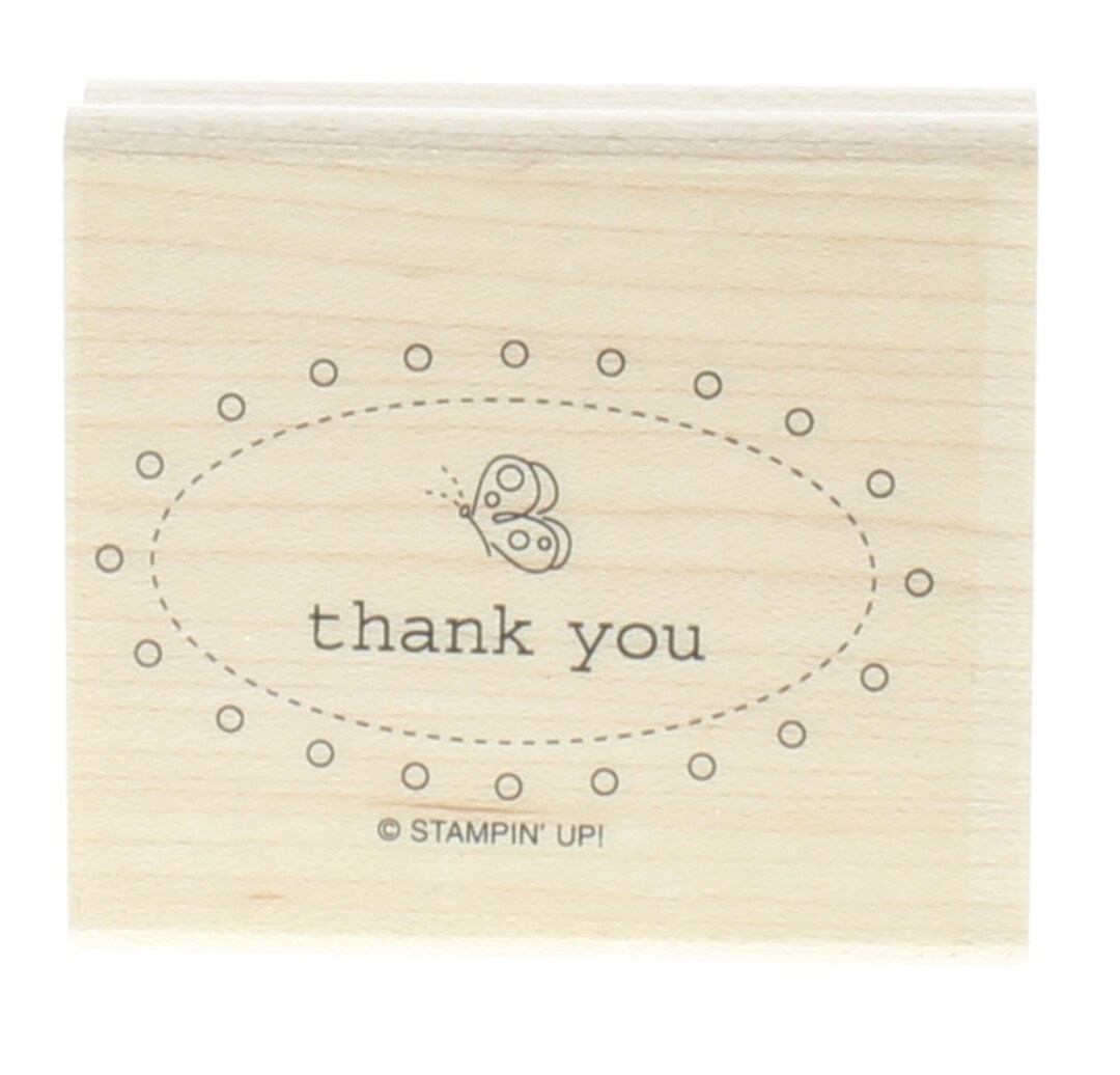 Stampin up Thank You Oval With a Butterfly Wooden Rubber Stamp - Etsy