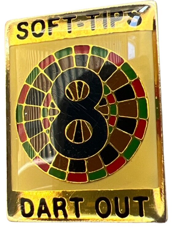 8 Dart Out Soft-Tips Yelllow Brooch or Lapel Pin … - image 1