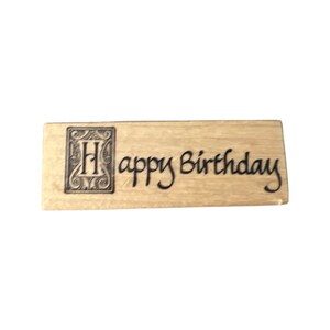 PSX Happy Birthday C-243 Lettering Writing Words Wooden Rubber Stamp