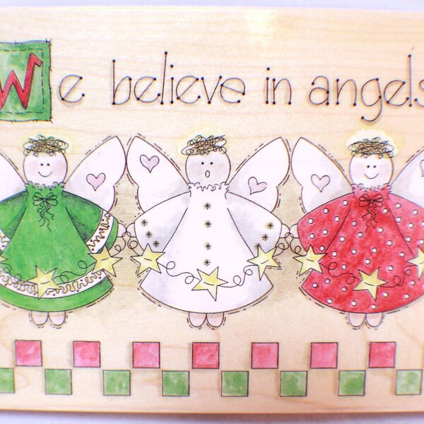 Stamps Happen Wooden Rubber Stamp 80176  We Believe In Angels Holiday