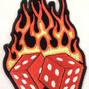 Blazing Flaming Dice Gambeling Biker Motorcycle Uniform Patch #4184