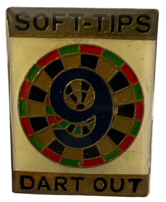 9 Dart Out Soft-Tips Yelllow Brooch or Lapel Pin … - image 1