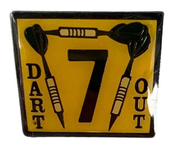7 Dart Out Yelllow Brooch or Lapel Pin Dart League - image 1