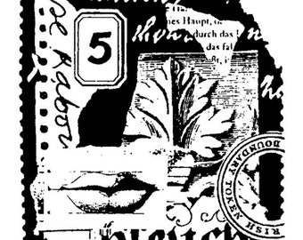 Stampington And Co Wooden Rubber Stamp Ephemera Collage Divine Missives