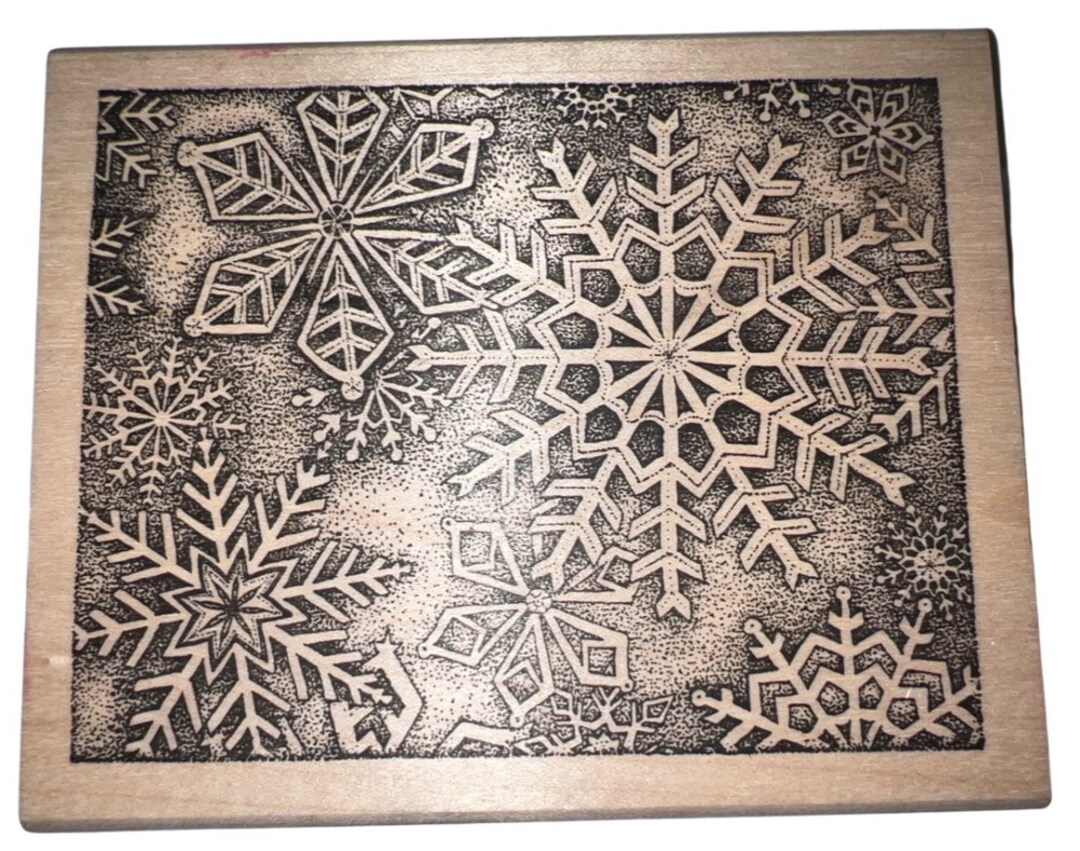 Peddler's Pack Snowflake Collage Background Negative Space Wooden