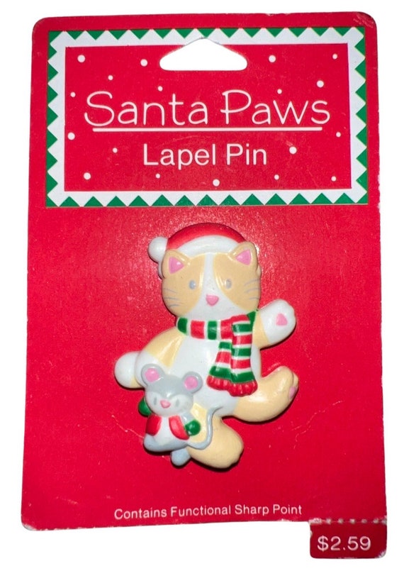 Gibson Greeting Santa Paws Cat and Mouse Brooch o… - image 1