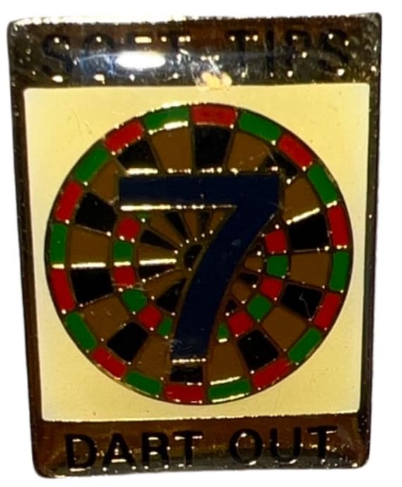 7 Dart Out Soft-Tips Yelllow Brooch or Lapel Pin … - image 1