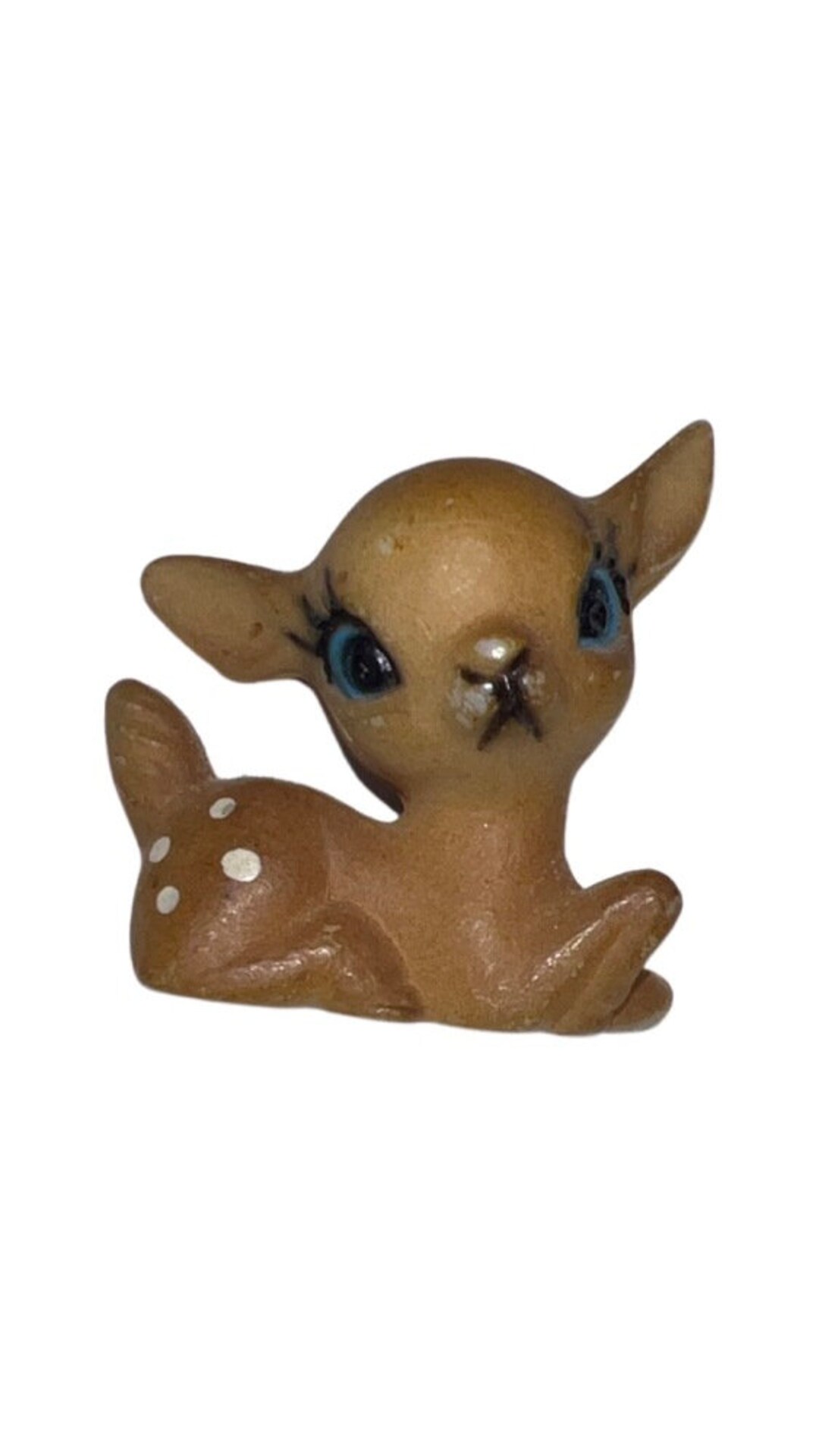 Small Tiny Bambi Baby Deer Figurine Laying Down Etsy