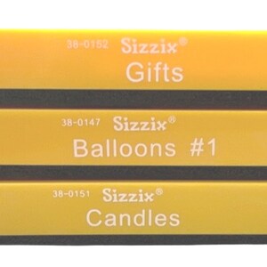 Sizzix Lot of 3 Yellow Dies Gifts Balloons Birthday Candles Lot of  display picture 1