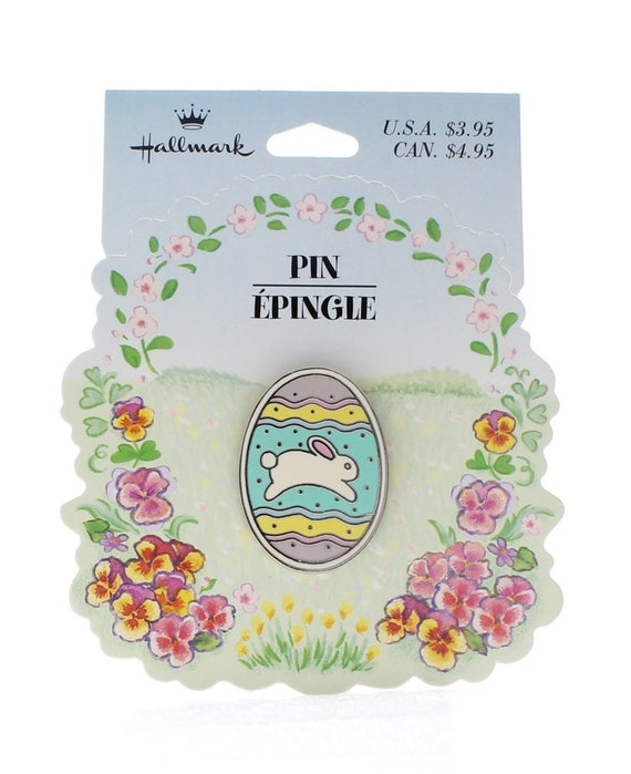 Hallmark Easter Pin Easter Bunny on a Pastel Egg - image 1