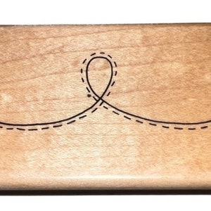 JRL Desoign Dotted Swirl Stitched Line Sewing Wooden Rubber Stamp