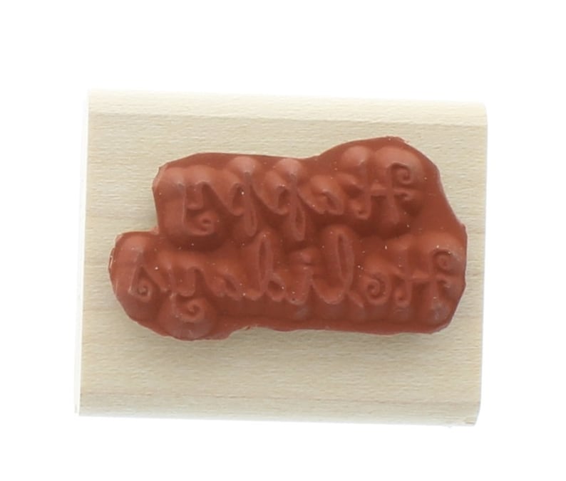 Happy Holidays Stampin Up 1998 Words Writing Phrase Wooden Rubber Stamp