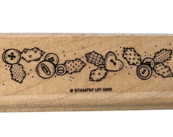 Stampin Up 1998 Picnic Basket of Food and Wine Wooden Rubber Stamp