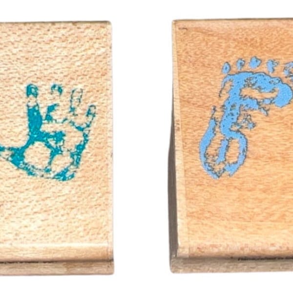 Hero Arts Baby Infant Foot Print and Hand Print Impression Wooden Rubber Stamp