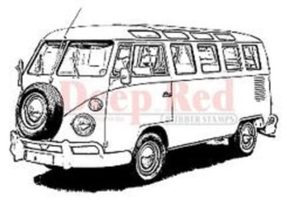 Deep Red Stamps VW Bug Rubber Cling Stamp