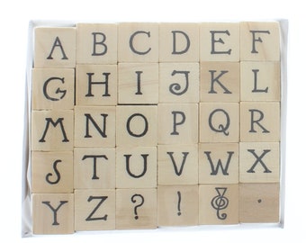 Hampton Art Whimsical Alphabet Block Letters 30 Pc Set Wooden Rubber Stamp