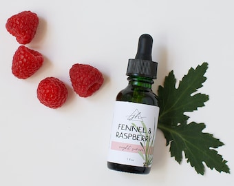 Night Face Serum with Fennel and Raspberry | Natural Botanical Skincare | Organic and Vegan Natural Antioxidant Serum