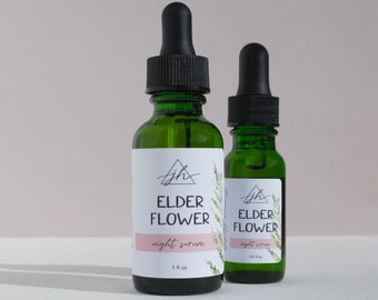 Anti Aging Night Face Serum with Elderflower | Natural Botanical Skincare | Organic and Vegan Natural Antioxidant Moisturizer