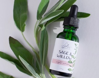 Ceramide Face Serum with Sage and Willow | Natural Botanical Skincare | Organic and Vegan Natural Antioxidant Moisturizer