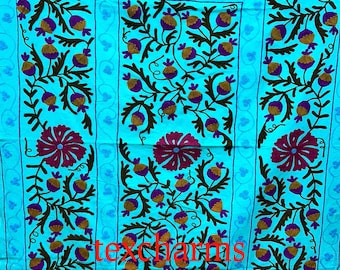 Handmade Suzani Bedsheet | Handcrafted Boho Bedspread | Ethnic Home Decor
