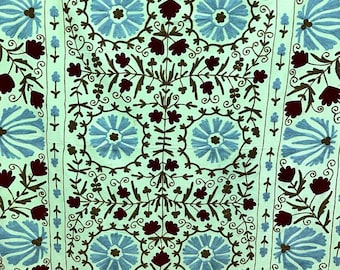 Handmade Embroidered Suzani Bedcover | Boho Vintage Cotton Bedspread | Ethnic Floral Bedding