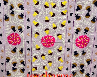 Suzani Bedsheet Bohemian Bedding, Colorful Hand Embroidery, Artisan Textile