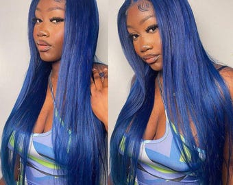 Catface Hair Human Hair Brazillian Lace Front Mint Blue  display picture 3