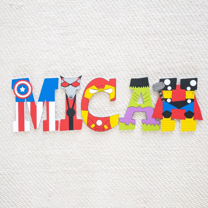 Superhero Avengers Marvel Custom Wood Letters Etsy