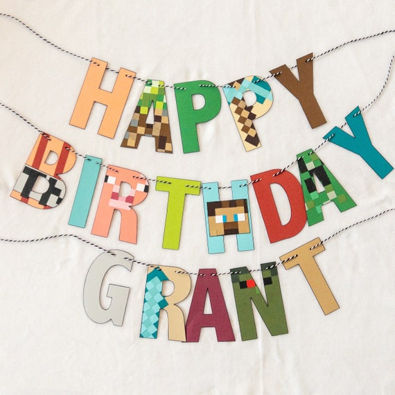 Minecraft Custom Name Birthday Banner Il_570xn